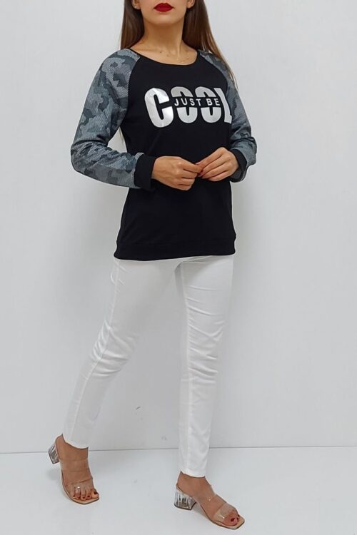 Cool Baskılı Sweatshirt Siyah (Lisinya)