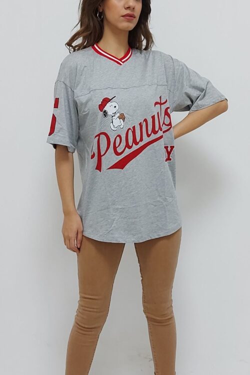 PEANUTS Baskılı Tişört Gri (Lisinya)